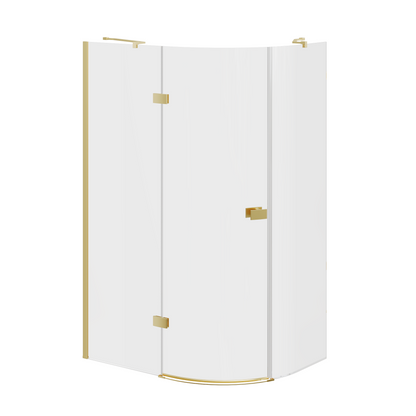 Fairford 8mm Frameless 1200 x 900mm Brushed Brass Offset Quadrant Enclosure
