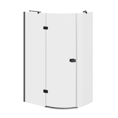 Fairford 8mm Frameless 1200 x 900mm Matt Black Offset Quadrant Enclosure