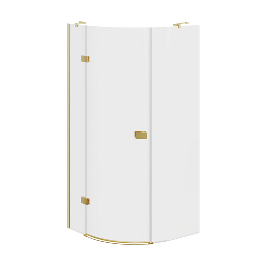 Fairford 8mm Frameless 900 x 900mm Brushed Brass Quadrant Enclosure