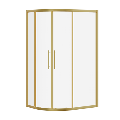 Fairford Pro 8mm 1200 x 800mm Brushed Brass Offset Quadrant Enclosure