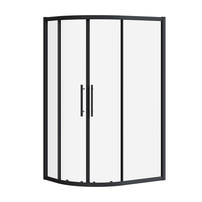 Fairford Pro 8mm 1200 x 800mm Matt Black Offset Quadrant Enclosure