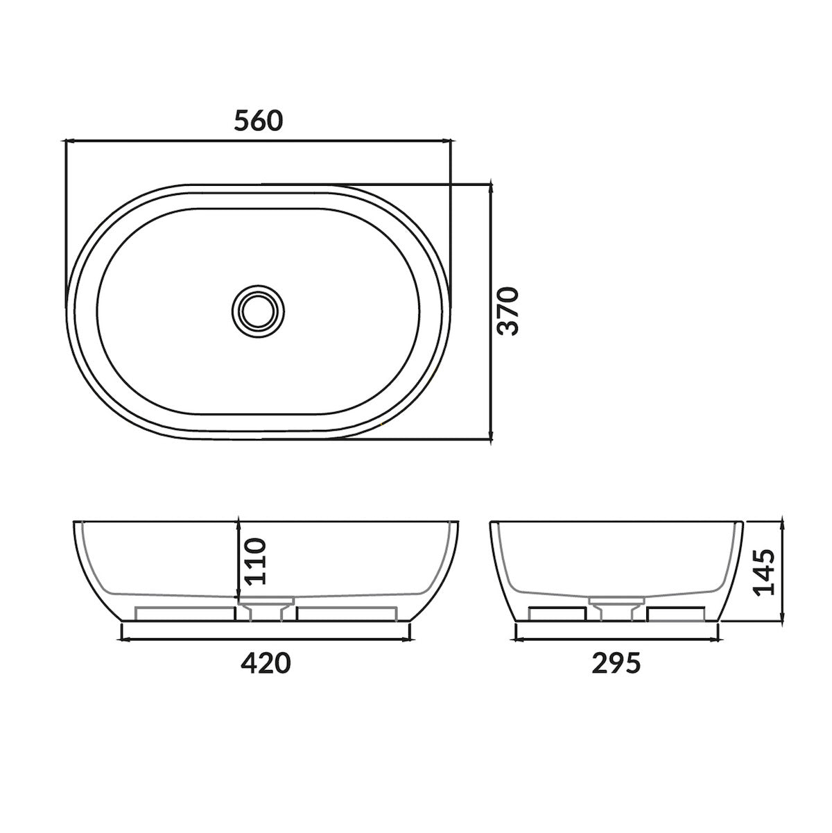 Fairford Neo 560mm Counter Top Basin - Matt White