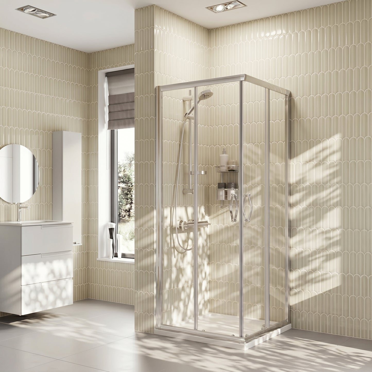 Fairford 5mm 800 x 800mm Chrome Corner Entry Shower Enclosure