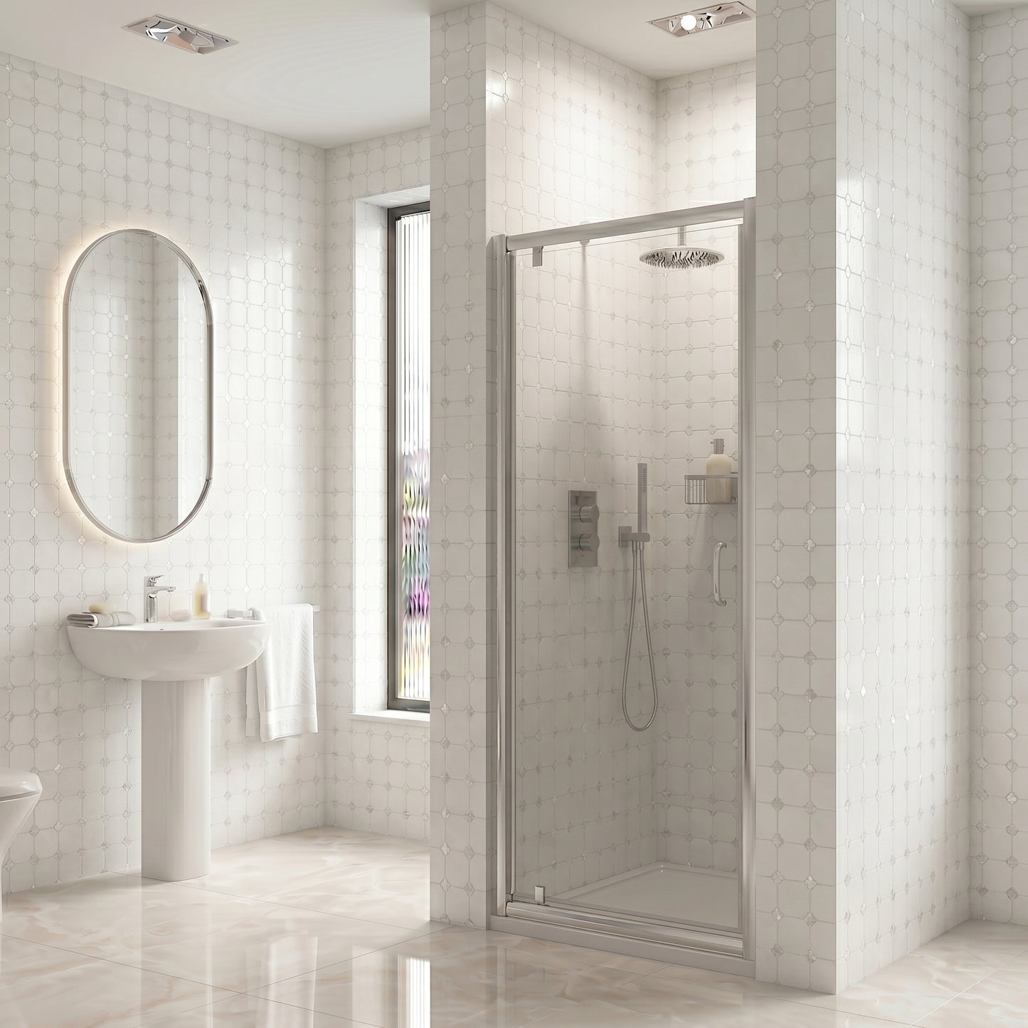 Fairford 5mm 800mm Chrome Pivot Shower Door