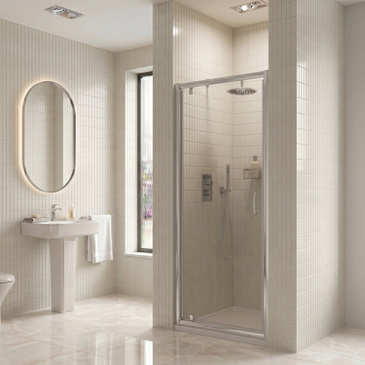 Fairford 5mm 900mm Chrome Pivot Shower Door