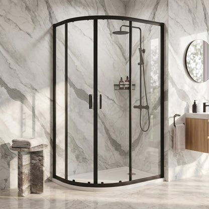 Fairford 6mm 1000 x 800mm Matt Black Quadrant Shower Enclosure