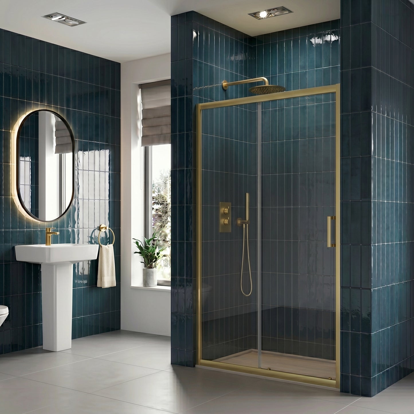 Fairford 6mm 1200mm Brushed Brass Sliding Shower Door