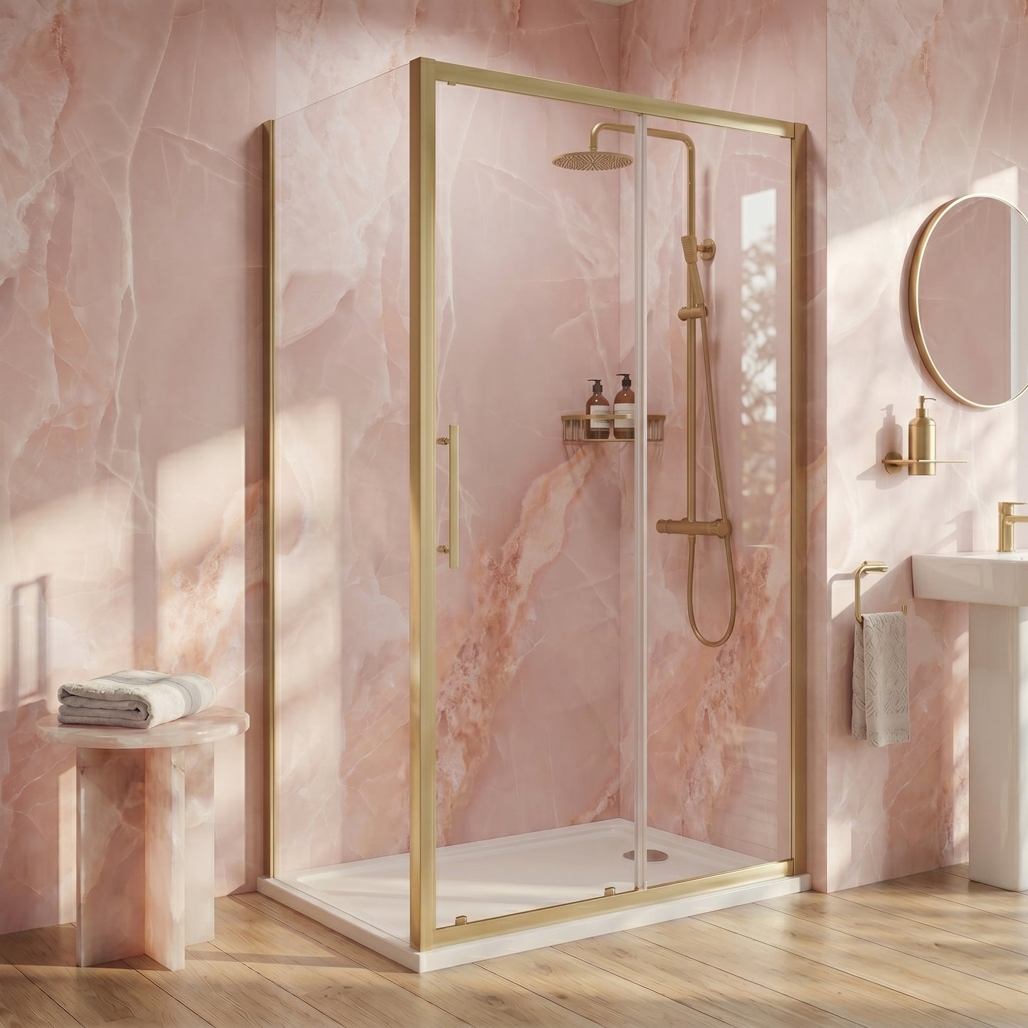Fairford 6mm 700mm Brushed Brass Enclosure Side Panel
