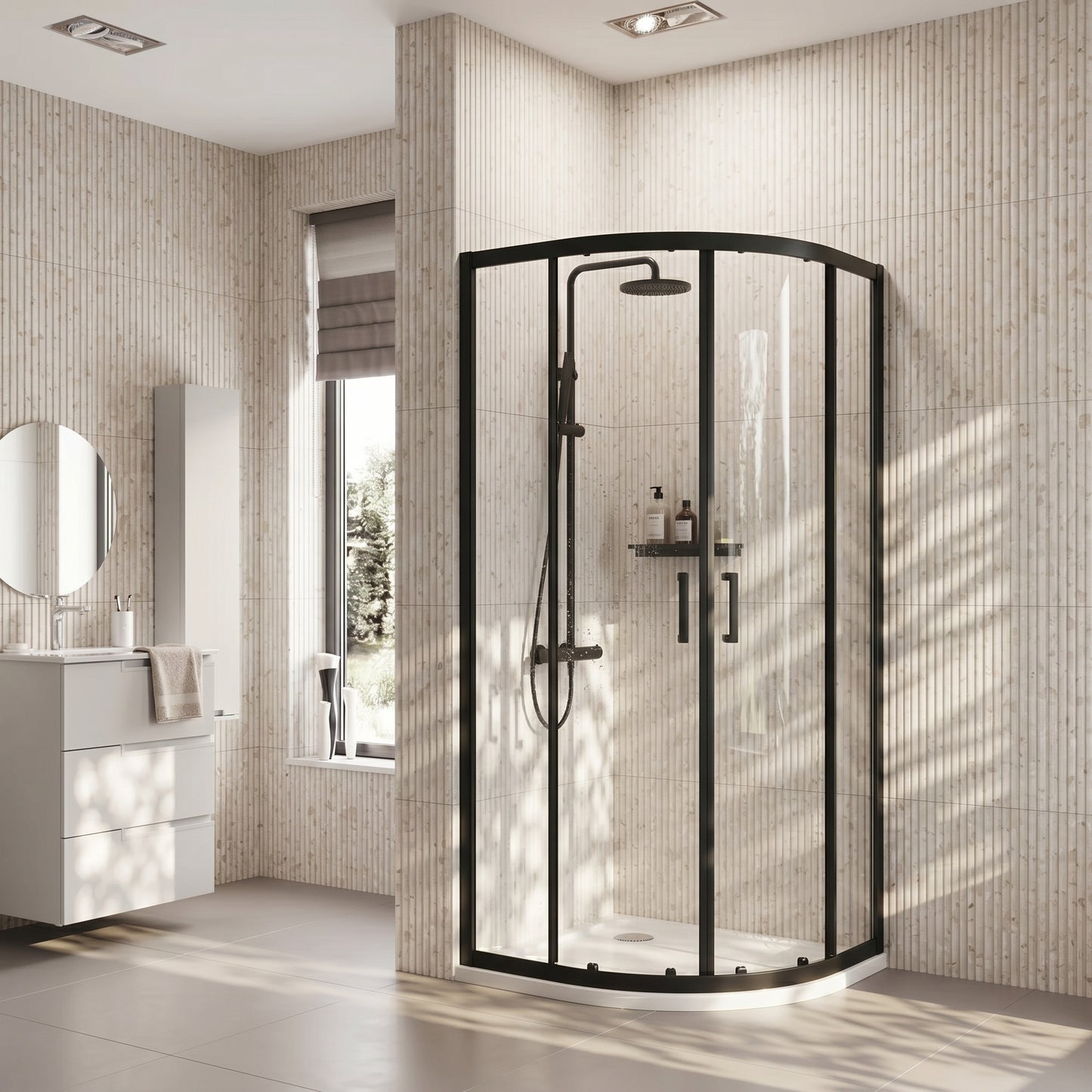 Fairford 6mm, 800mm x 800mm Matt Black Quadrant Shower Enclosure