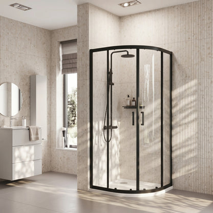 Fairford 6mm, 800mm x 800mm Matt Black Quadrant Shower Enclosure
