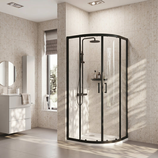 Fairford 6mm, 800mm x 800mm Matt Black Quadrant Shower Enclosure