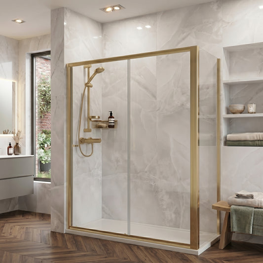 Fairford 6mm 900mm Brushed Brass Enclosure Side Panel