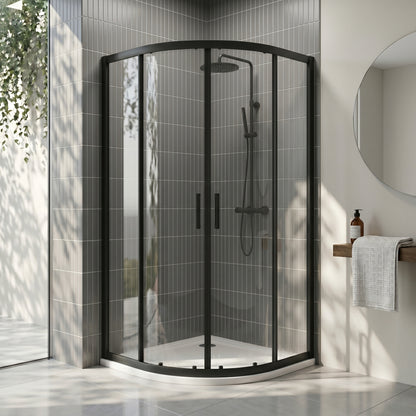 Fairford 6mm, 900mm x 900mm Matt Black Quadrant Shower Enclosure