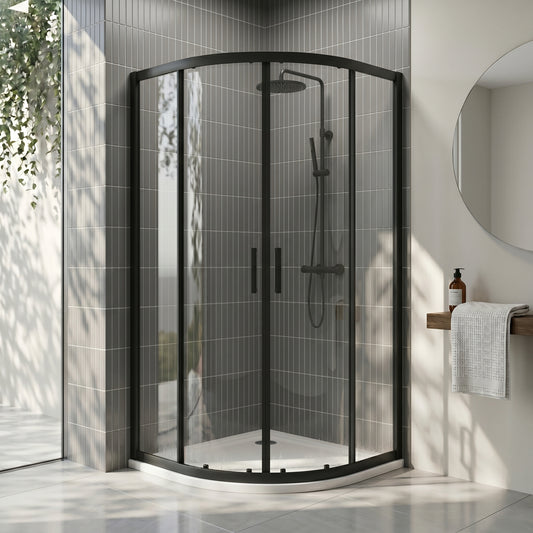Fairford 6mm, 900mm x 900mm Matt Black Quadrant Shower Enclosure
