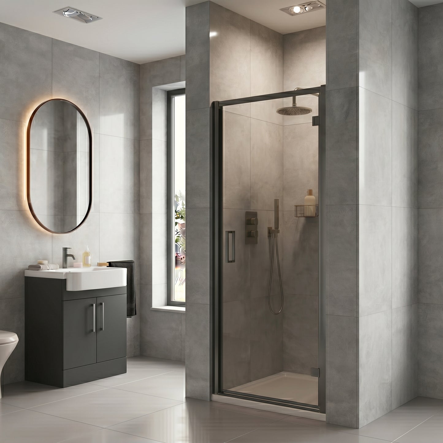 Fairford 6mm Matt Black Hinged Shower Door-700mm