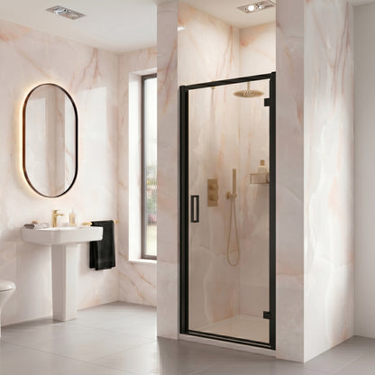 Fairford 6mm Matt Black Hinged Shower Door-800mm