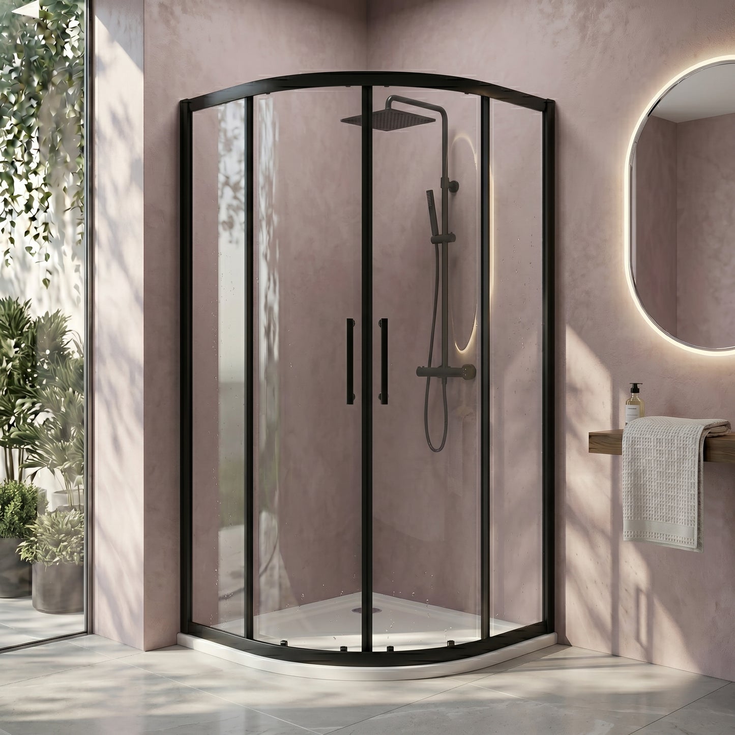 Fairford 8mm Matt Black Lined, 1000 x 1000mm Quadrant Enclosure
