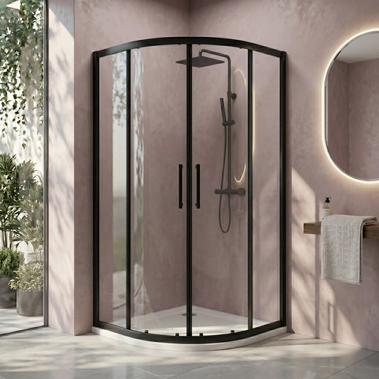 Fairford 8mm Matt Black Lined, 1000 x 1000mm Quadrant Enclosure