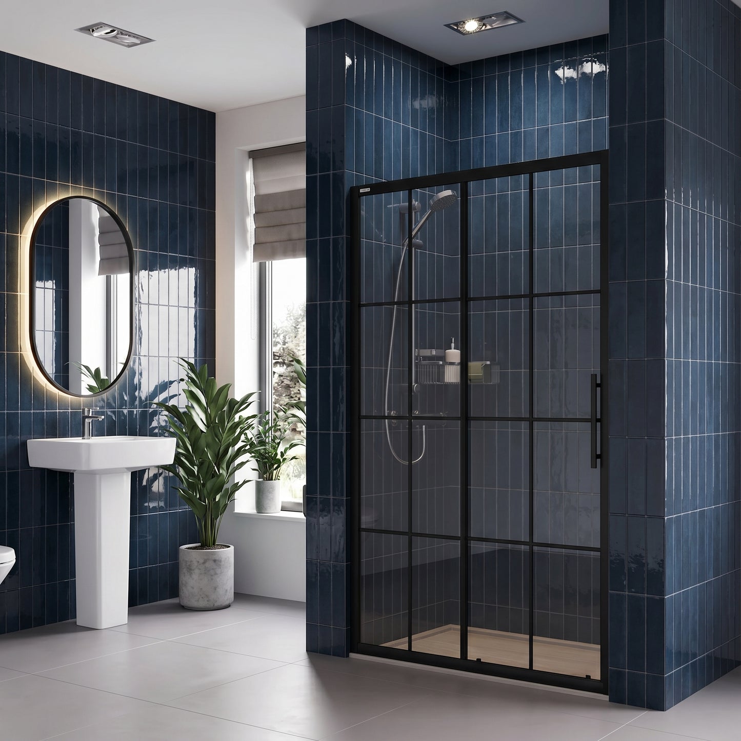Fairford 8mm Matt Black Lined, 1200mm Sliding Shower Door