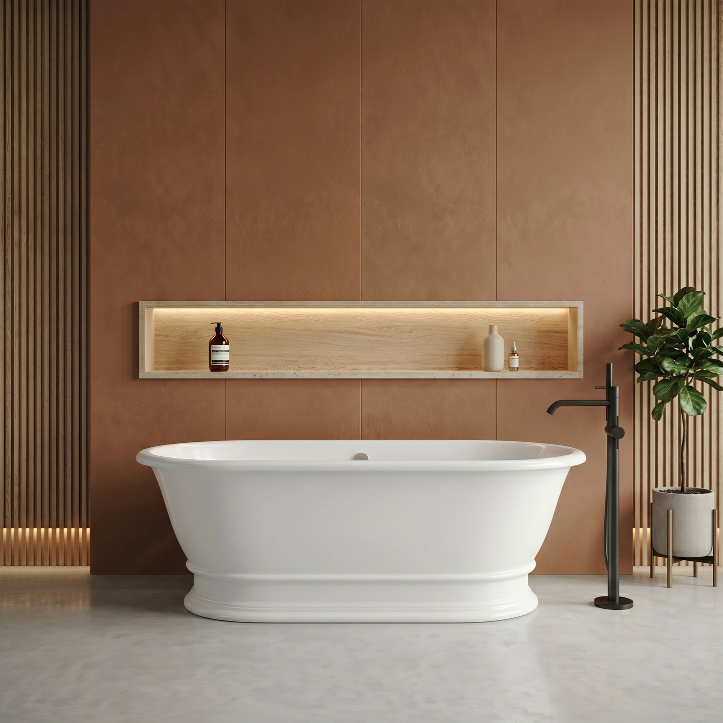 Fairford Bampton 1555 x 740 x 555mm Matt Solid Surface Freestanding Bath