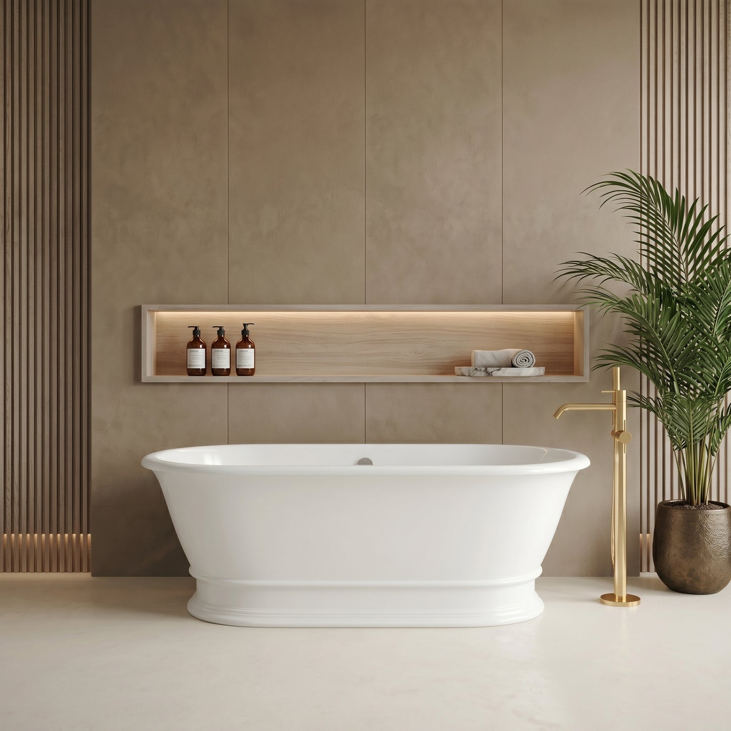 Fairford Bampton 1555 x 740 x 555mm Polished Solid Surface Freestanding Bath