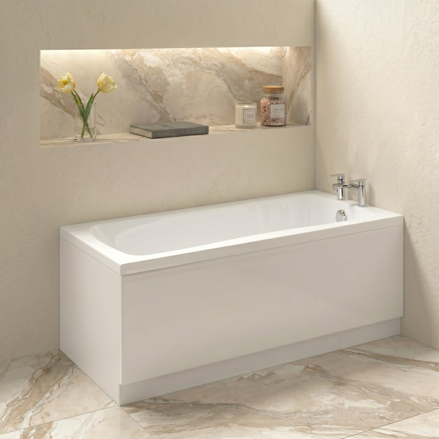 Fairford Dunsford 1400 x 700mm Sngl Ended Straight Bath, 0TH