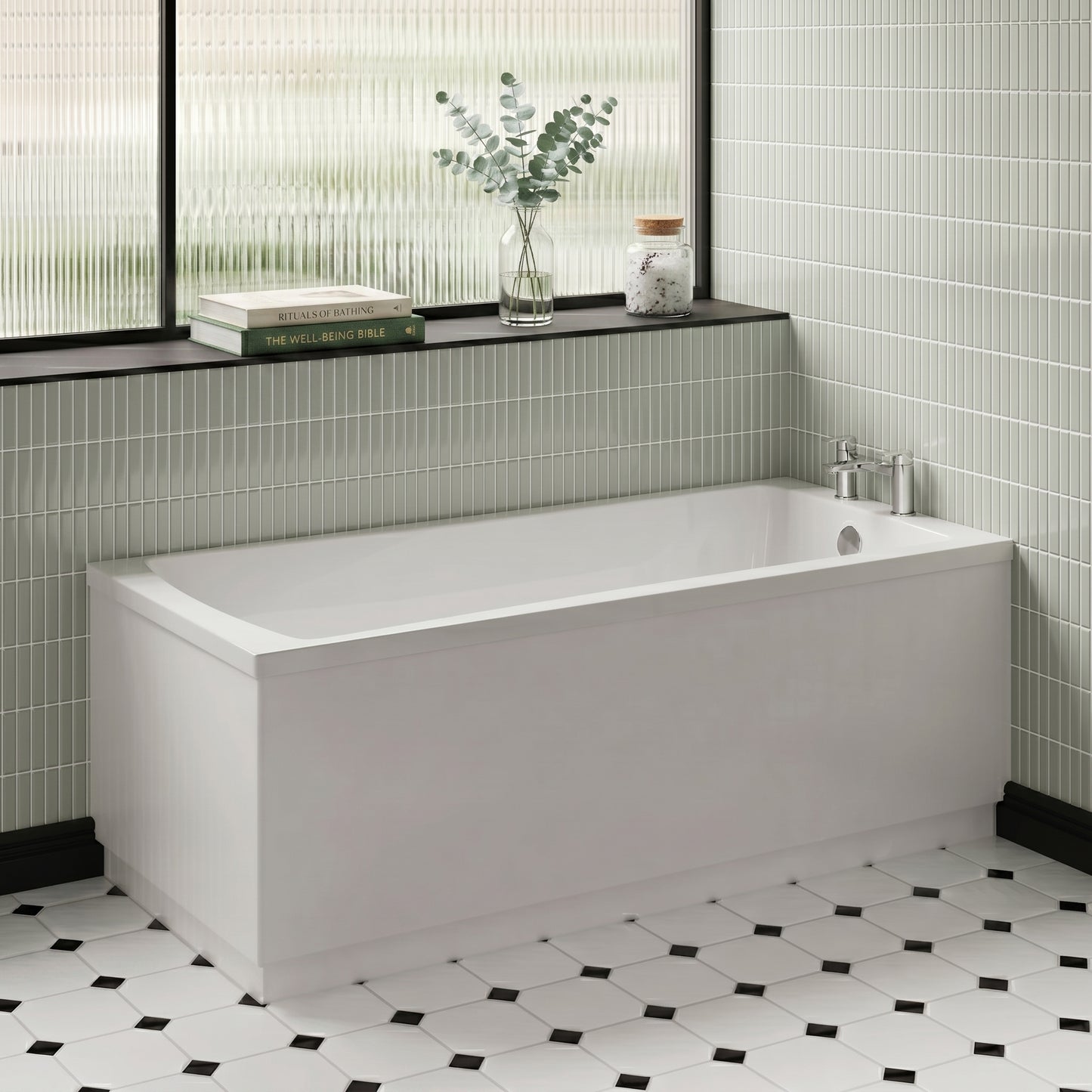 Fairford Dunsford 1600 x 700mm Sngl Ended Straight Bath, 0TH