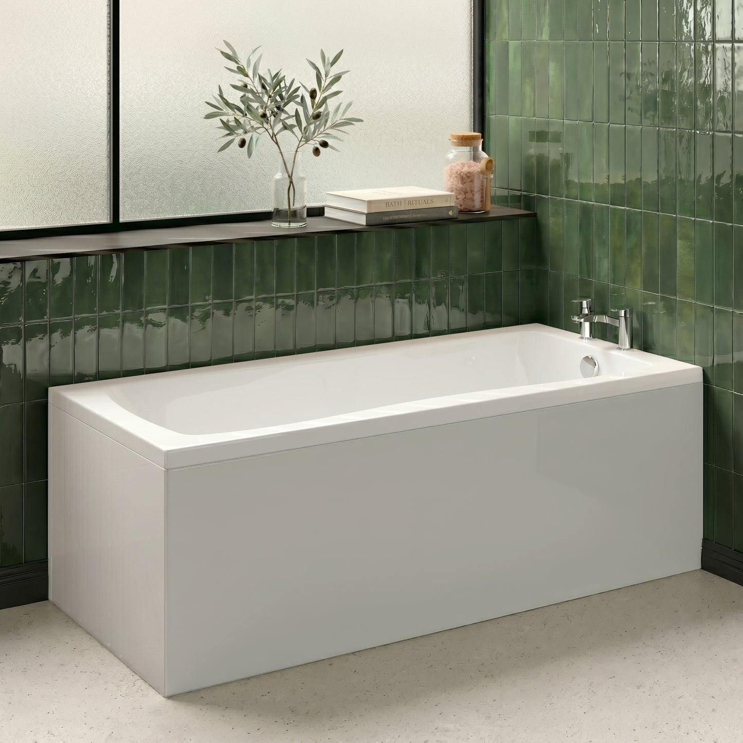 Fairford Dunsford 1700 x 750mm Sngl Ended Straight Bath, 0TH