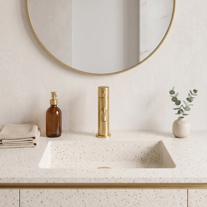 Fairford Element 5 Brushed Brass Basin Mixer with Push Button Waste