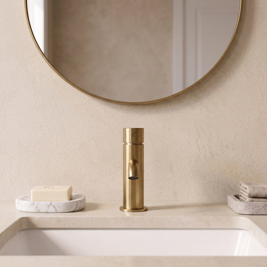 Fairford Element 5 Brushed Brass Basin Mixer with Push Button Waste