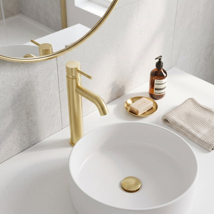 Fairford Element 5 Brushed Brass High Rise Basin Mixer