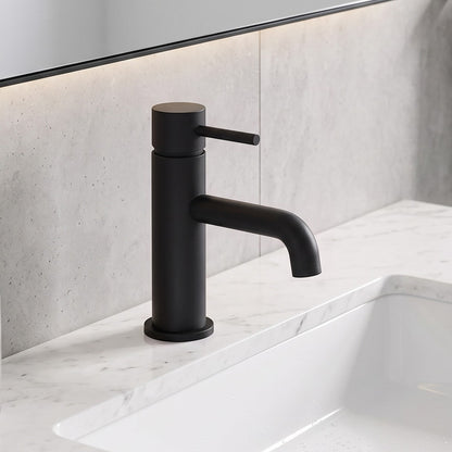 Fairford Element 5 Matt Black Basin Mixer with Push Button Waste