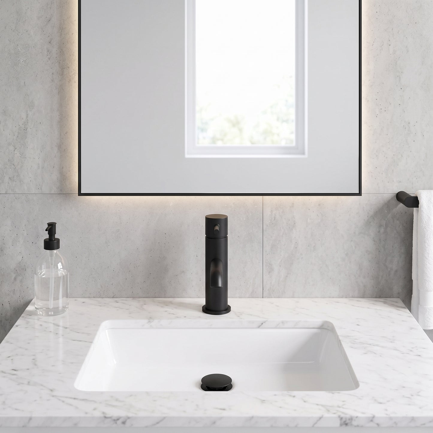 Fairford Element 5 Matt Black Basin Mixer with Push Button Waste