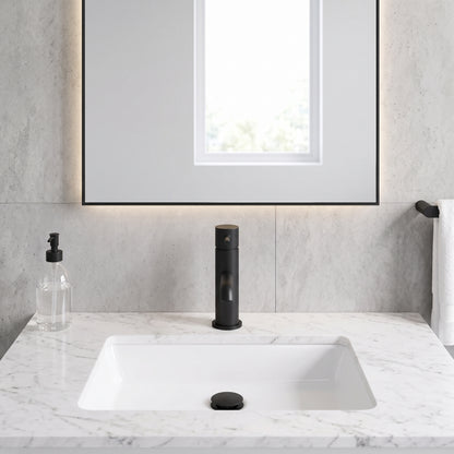 Fairford Element 5 Matt Black Basin Mixer with Push Button Waste