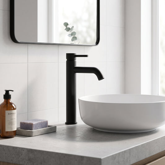Fairford Element 5 Matt Black High Rise Basin Mixer