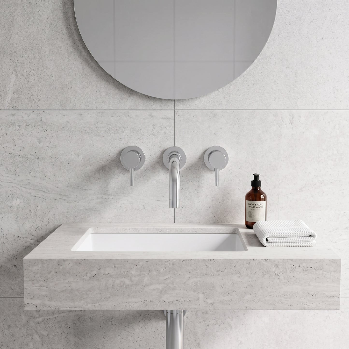 Fairford Element 5 Wall Mounted Basin Mixer, 3 Hole