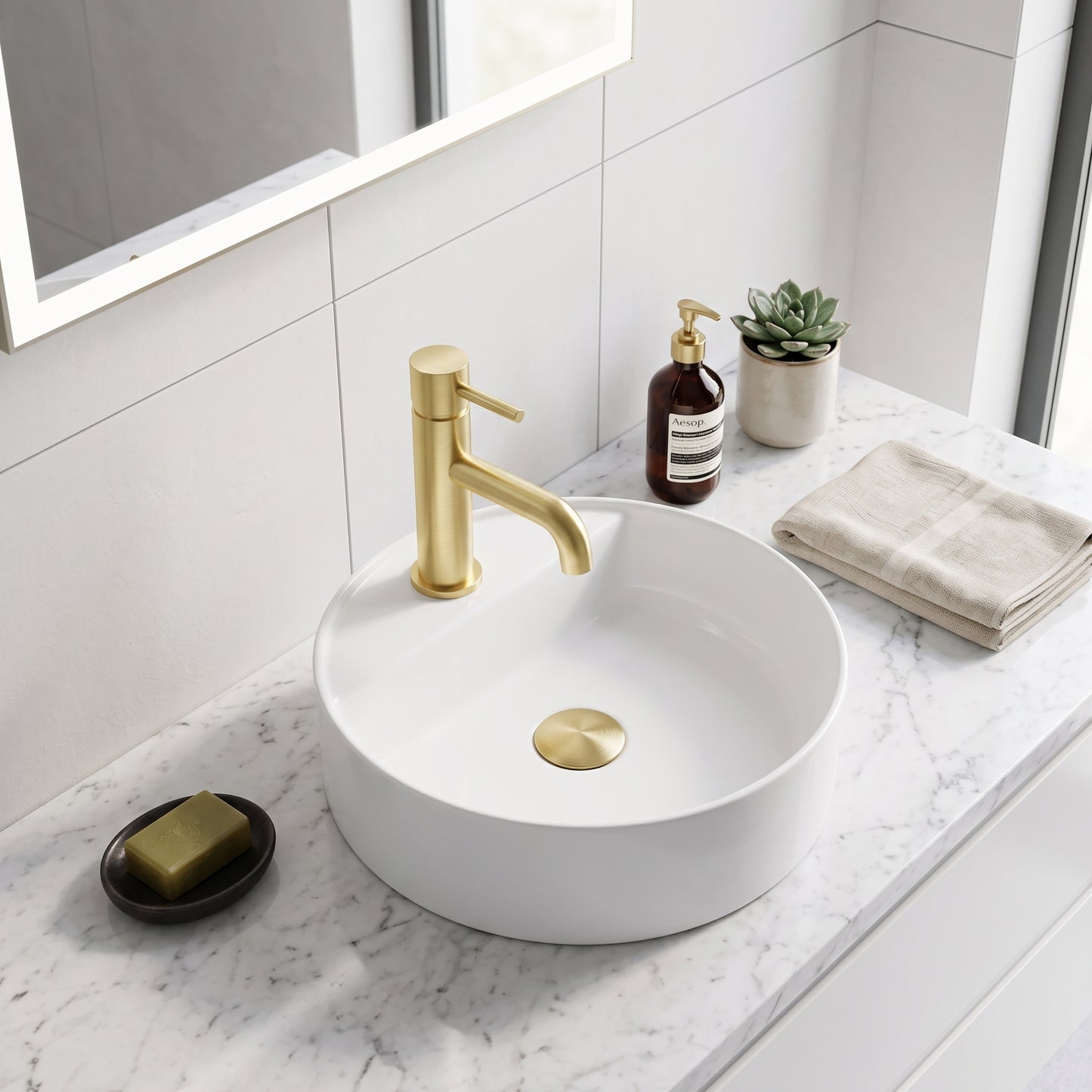 Fairford Element 7 Brushed Brass Basin Mixer