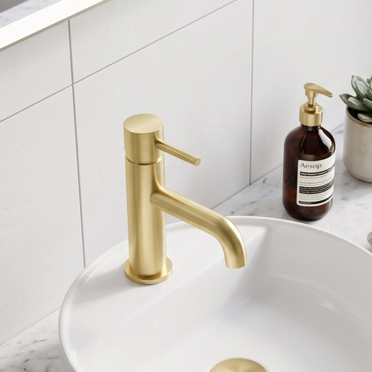 Fairford Element 7 Brushed Brass Basin Mixer