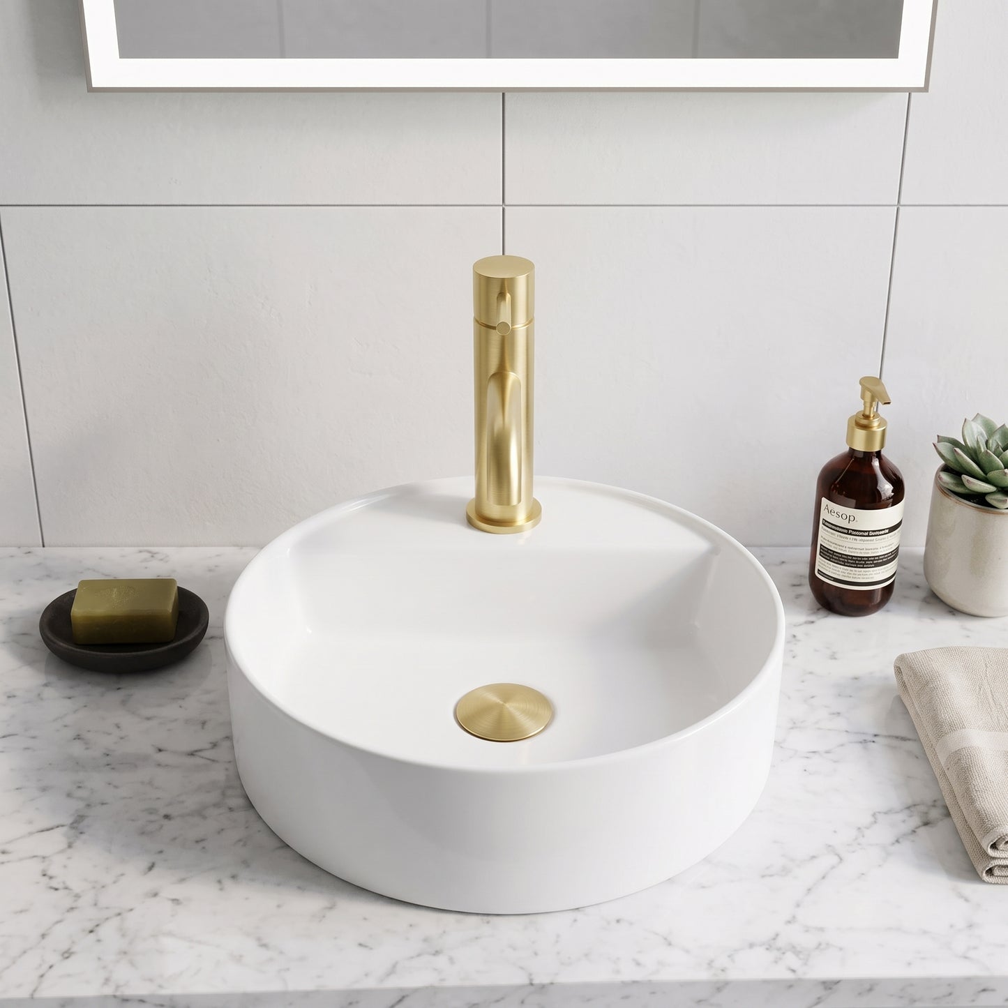 Fairford Element 7 Brushed Brass Basin Mixer