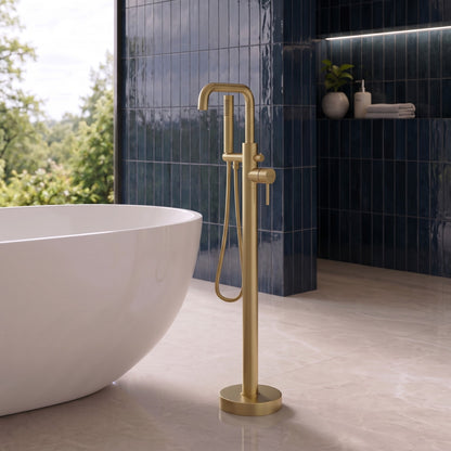 Fairford Element 7 Brushed Brass Freestanding Bath Shower Mixer