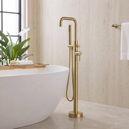 Fairford Element 7 Brushed Brass Freestanding Bath Shower Mixer