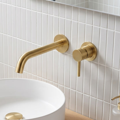 Fairford Element 7 Brushed Brass Short Spout for Wall Mounted Basin Mixer