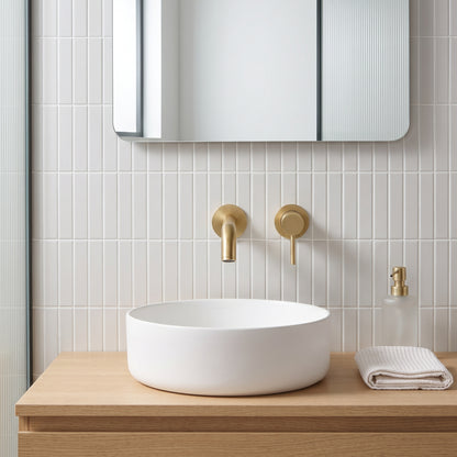Fairford Element 7 Brushed Brass Short Spout for Wall Mounted Basin Mixer