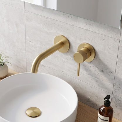 Fairford Element 7 Brushed Brass Wall Mounted Basin Mixer