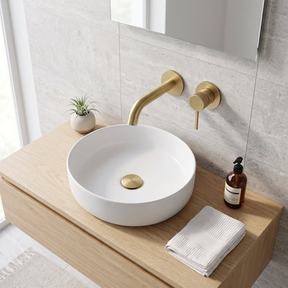 Fairford Element 7 Brushed Brass Wall Mounted Basin Mixer