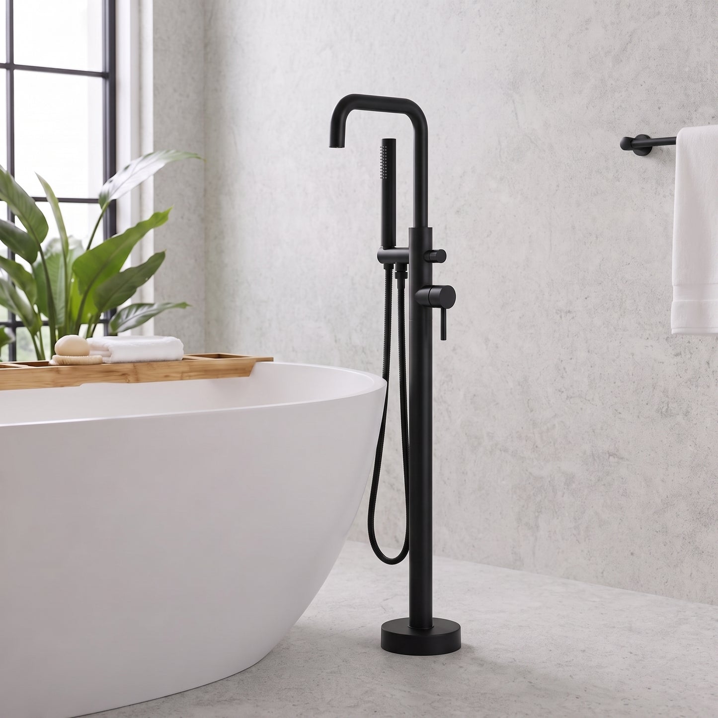 Fairford Element 7 Matt Black Freestanding Bath Shower Mixer