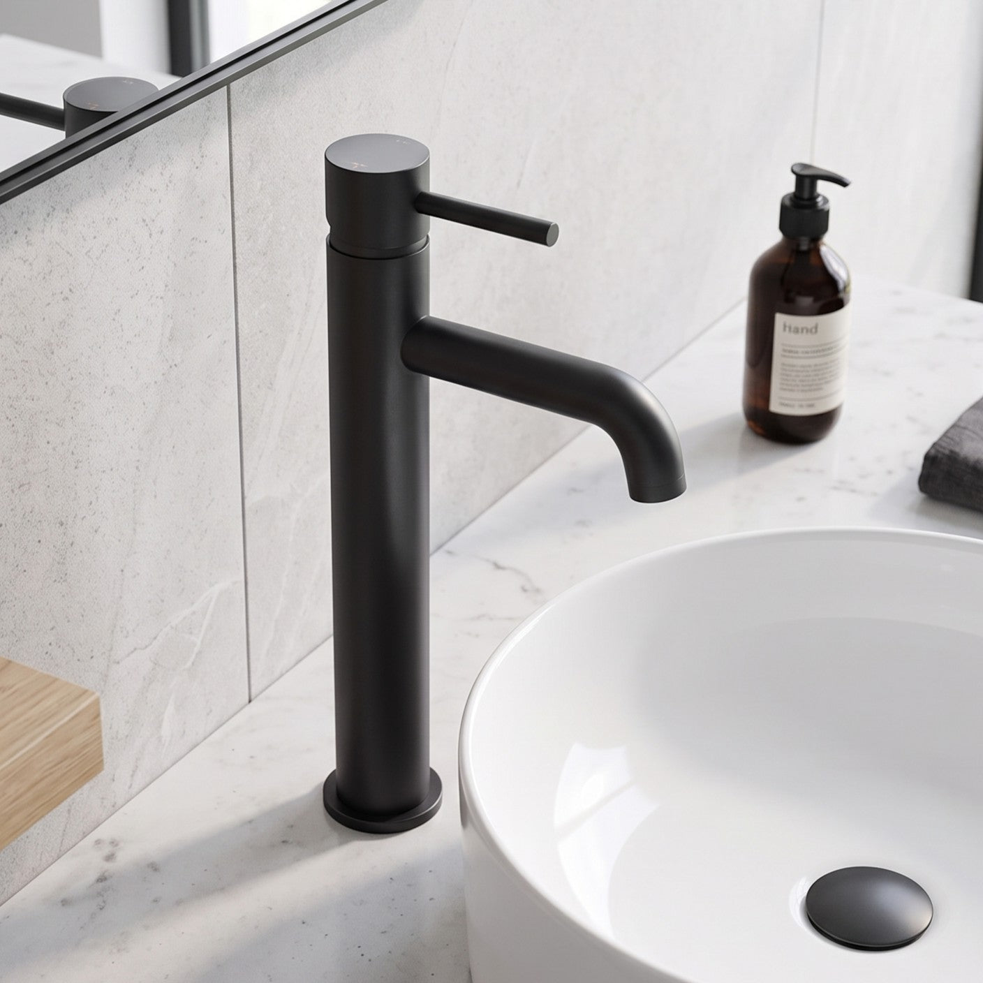Fairford Element 7 Matt Black High Rise Basin Mixer
