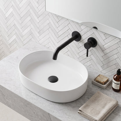 Fairford Element 7 Matt Black Short Spout for Wall Mounted Basin Mixer