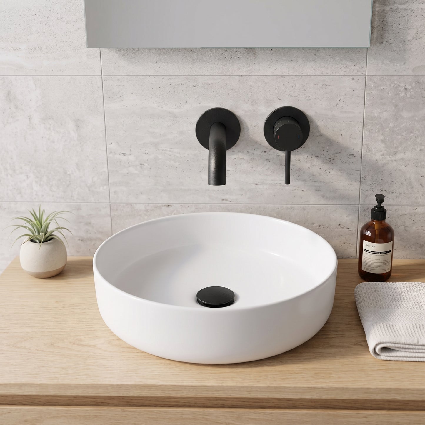 Fairford Element 7 Matt Black Wall Mounted Basin Mixer