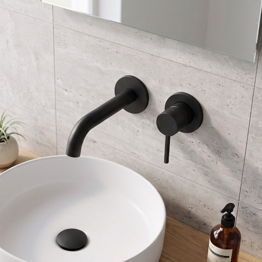 Fairford Element 7 Matt Black Wall Mounted Basin Mixer